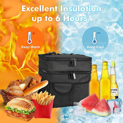 Tirrinia Insulated Lunch Bag for Women Men, Leakproof Lunch Box Containers for Adult, Work, School, Soft Lunchbox for Kids,Boys, Adult Cooler Bag for Picnic Hiking Beach,Charcoal