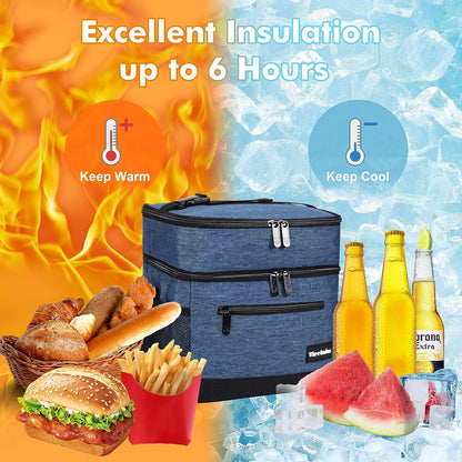 Tirrinia Insulated Lunch Box for Men/Women, Leakproof Lunch Bag for School Work, Large Lunch Tote Kids Boys Girls Student Back to School, Soft Cooler Office Picnic Beach Camping for Adults, Charcoal