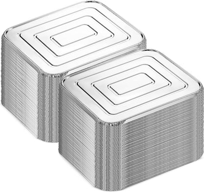 MontoPack Half-Size Aluminium Foil Lids | [100 Pack] Perfect Fit for 9x13 Roasting Pans | Premium Quality for Baking & Catering | Disposable Food Prep Containers Lids
