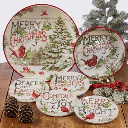 Evergreen Christmas 16x12 Rectangular Serving Platter with Santa & Tree Design – Festive Holiday Ceramic Tray for Roasts, Cookies, Charcuterie, and Holiday Entertaining – Set a Merry Table