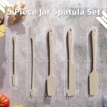 DI ORO Silicone Jar Spatula Set - 600F Heat Resistant, 5-Pc Red