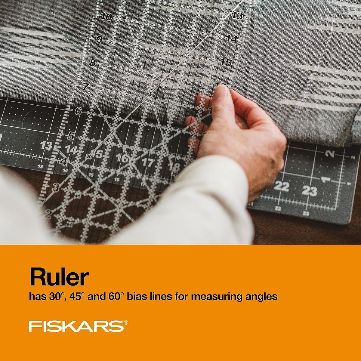 Fiskars 3-Piece Fabric Cutting Set, Rotary Cutter, Cutting Mat & Ruler