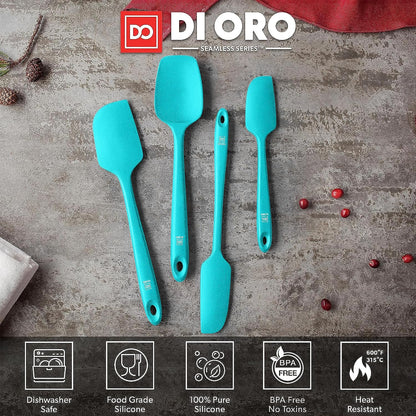 DI ORO Silicone Spatula Set - Rubber Kitchen Spatulas for Baking, Cooking, & Mixing - 600°F Heat-Resistant & BPA Free Silicone Scraper Spatulas for Nonstick Cookware - Dishwasher Safe (4pc, Black)
