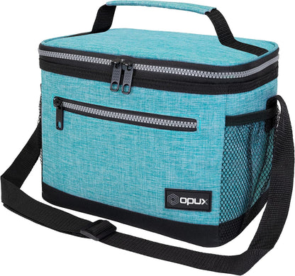 opux Insulated Lunch Box Men Women, Lunch Bag for Work School, Leakproof Soft Cooler Tote Adult, Large Lunch Pail Kids Boys Girls, Picnic Beach Food Bag with Shoulder Strap, Purple Floral