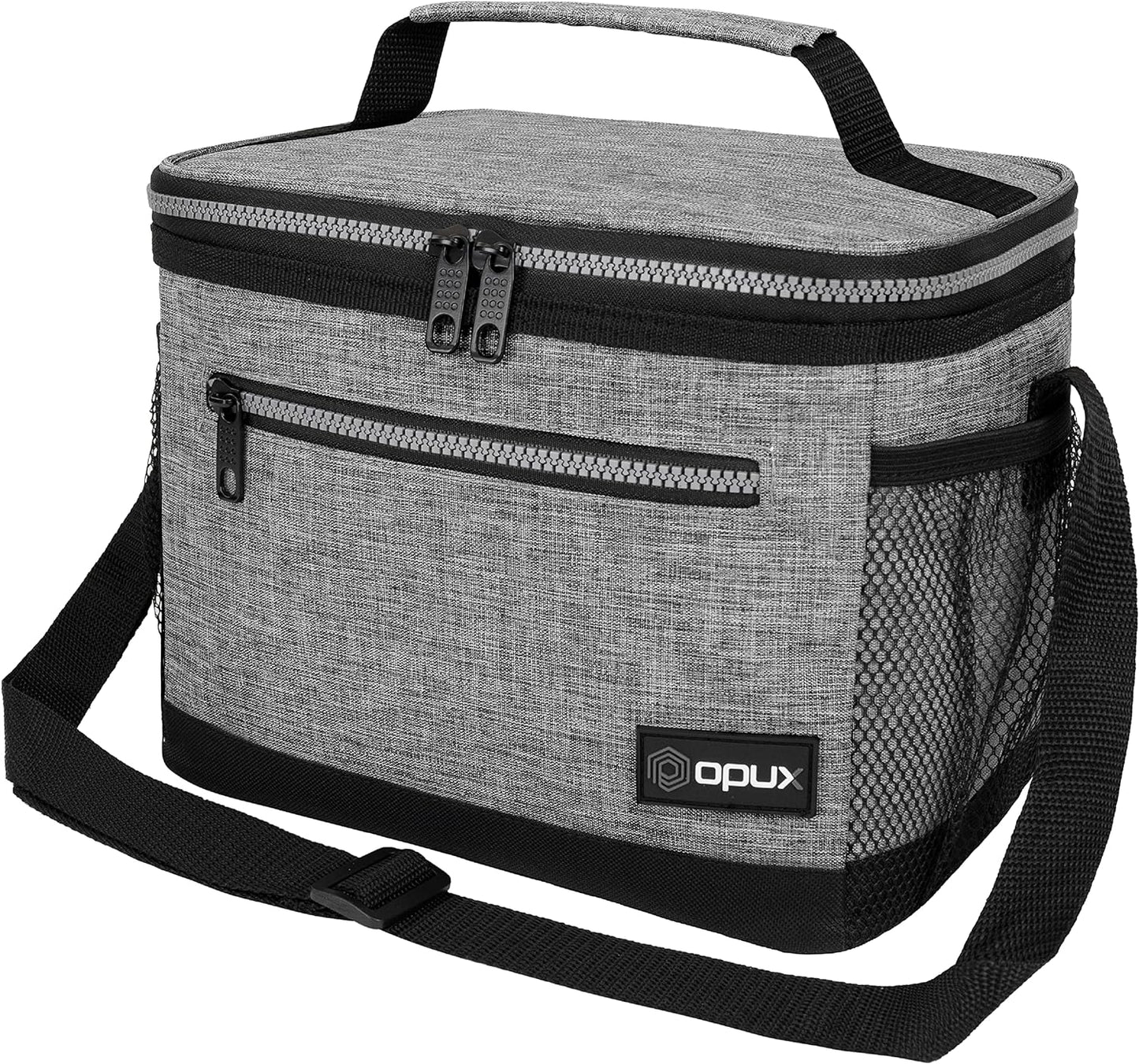 opux Insulated Lunch Box Men Women, Lunch Bag for Work School, Leakproof Soft Cooler Tote Adult, Large Lunch Pail Kids Boys Girls, Picnic Beach Food Bag with Shoulder Strap, Purple Floral