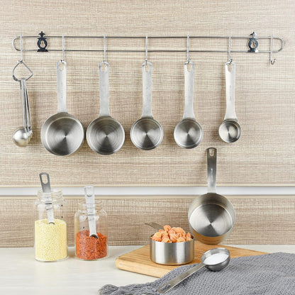 Measuring Cup Set of 8, 18/8 Stainless Steel Measuring Cups for Kitchen & Baking, Heavy Duty Metric & US Measure Cups Set with 2/3 Cup & 3/4 Cup Meaure Cups