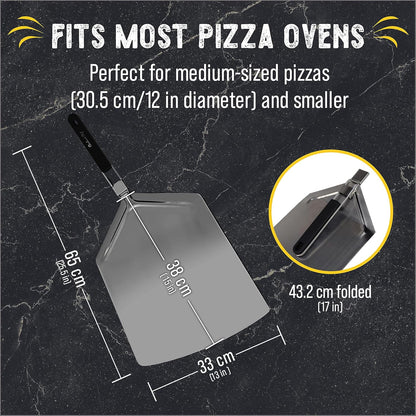 Checkered Chef Pizza Peel - Foldable 13" x 15" Aluminum Spatula Paddle