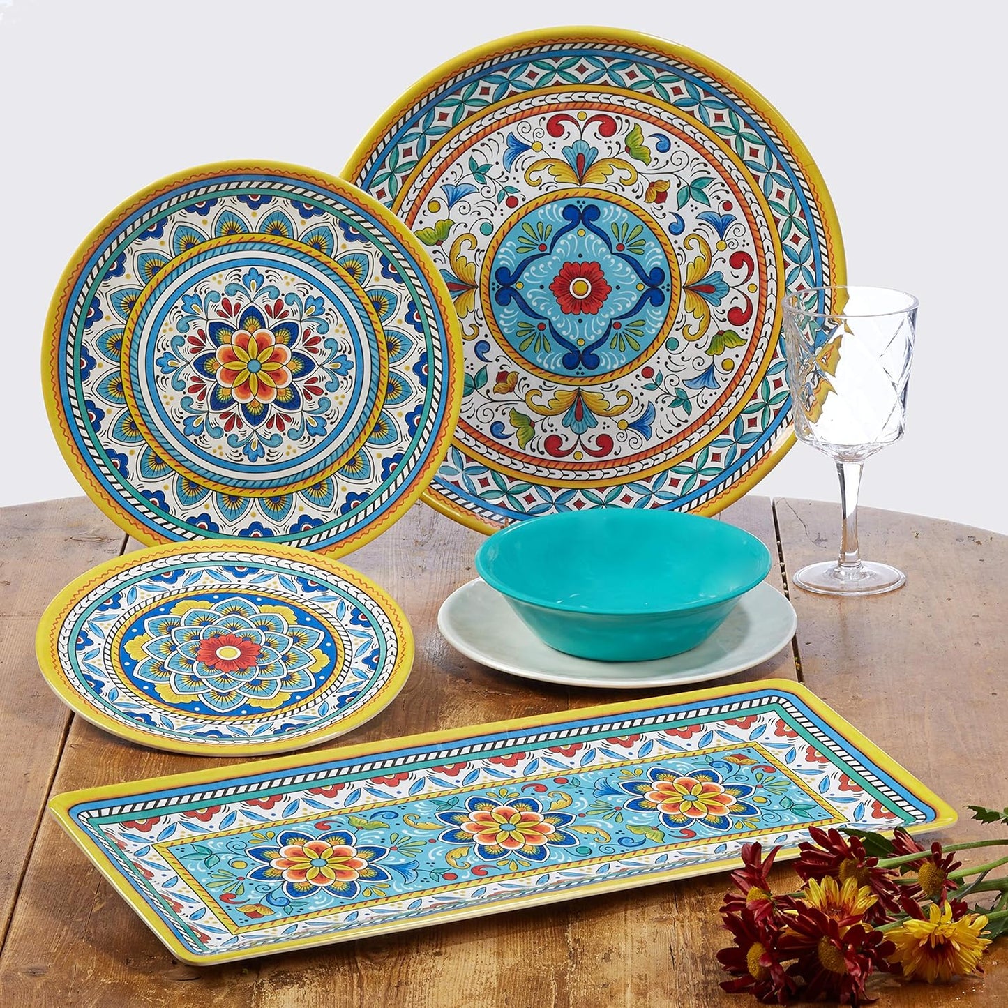 Certified International Portofino Melamine Hostess Set, Multi Colored, Large