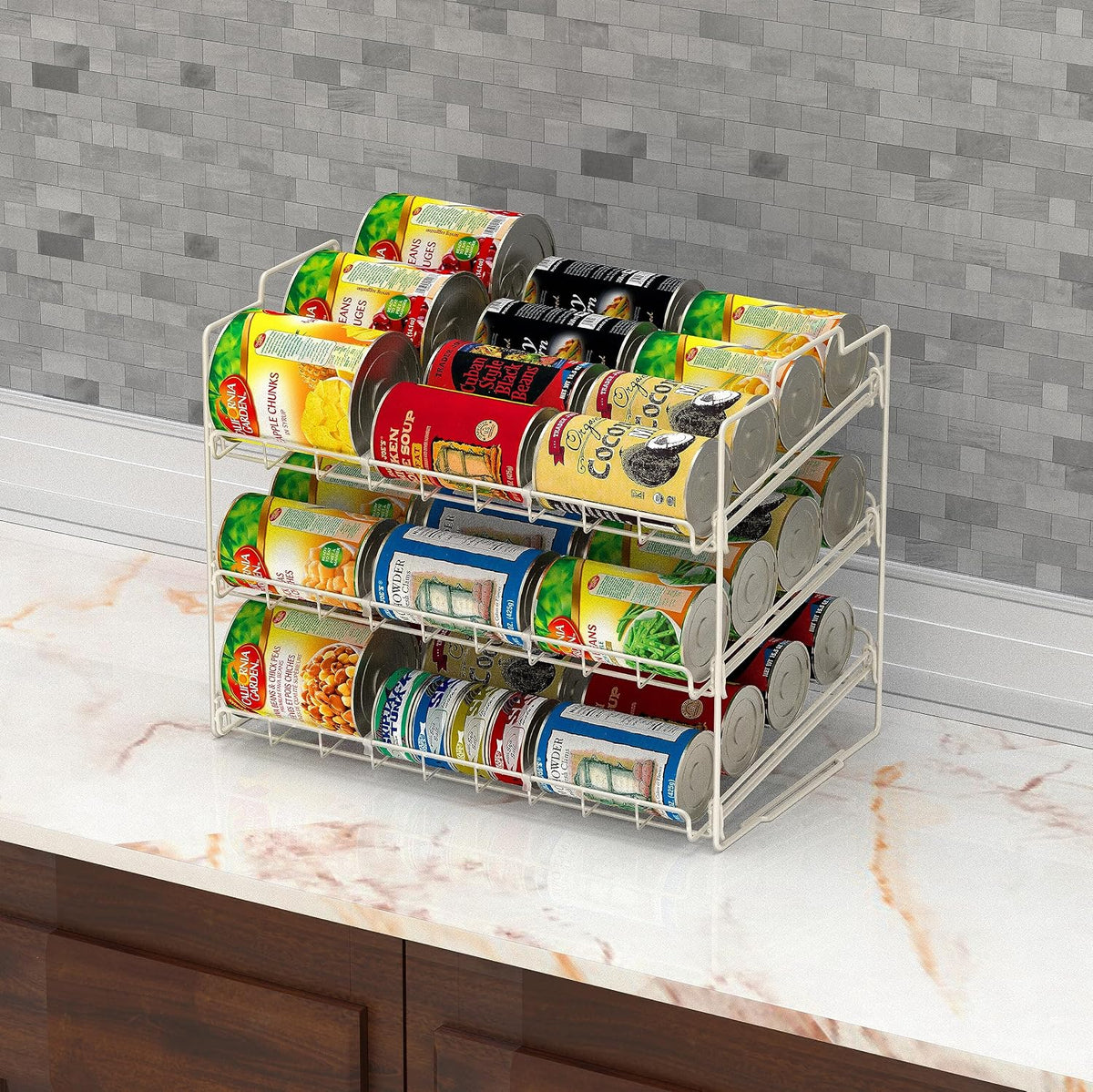 Deco Brothers Stackable Can Rack Organizer for Kitchen and Pantry, Holds Upto 36 Cans, Chrome Finish