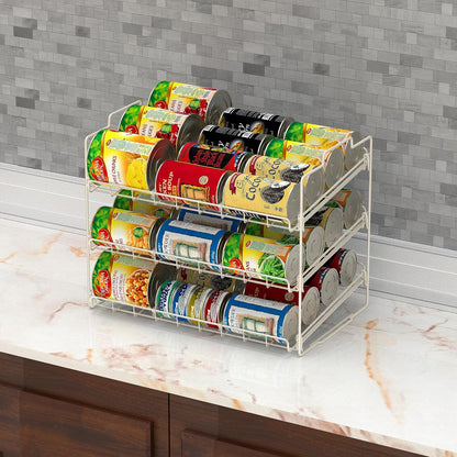 Deco Brothers Stackable Can Rack Organizer for Kitchen and Pantry, Holds Upto 36 Cans, Chrome Finish