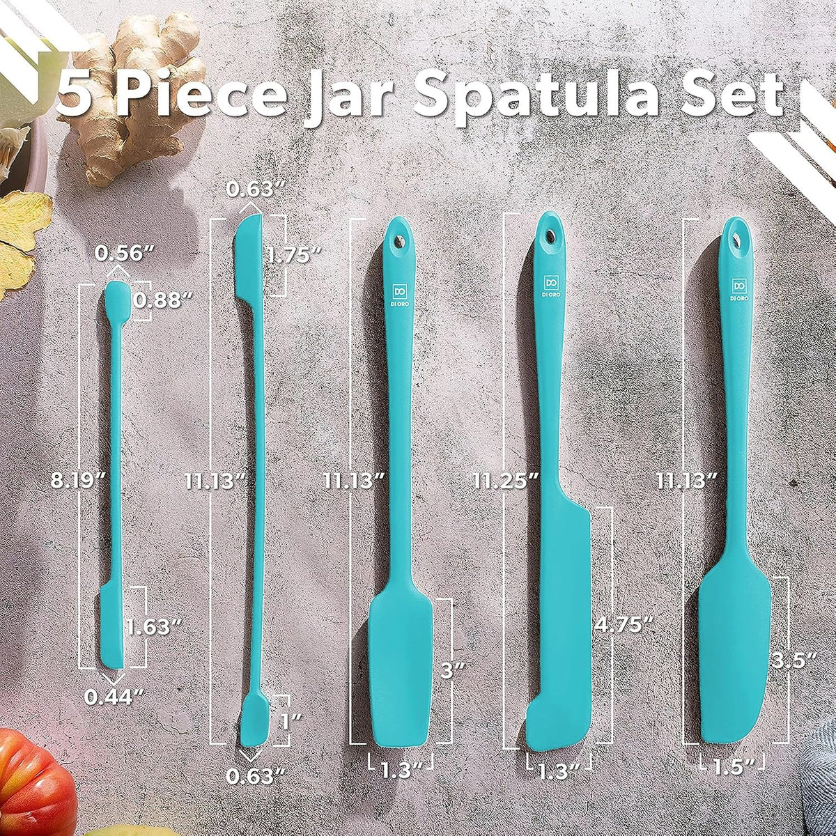 DI ORO Silicone Jar Spatula Set - 600F Heat Resistant, 5-Pc Red