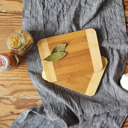 Lipper International Bamboo Wood Two-Tone Kitchen Cutting and Serving Board, Small, 7 3/4" x 6" x 1/4", Set of 2