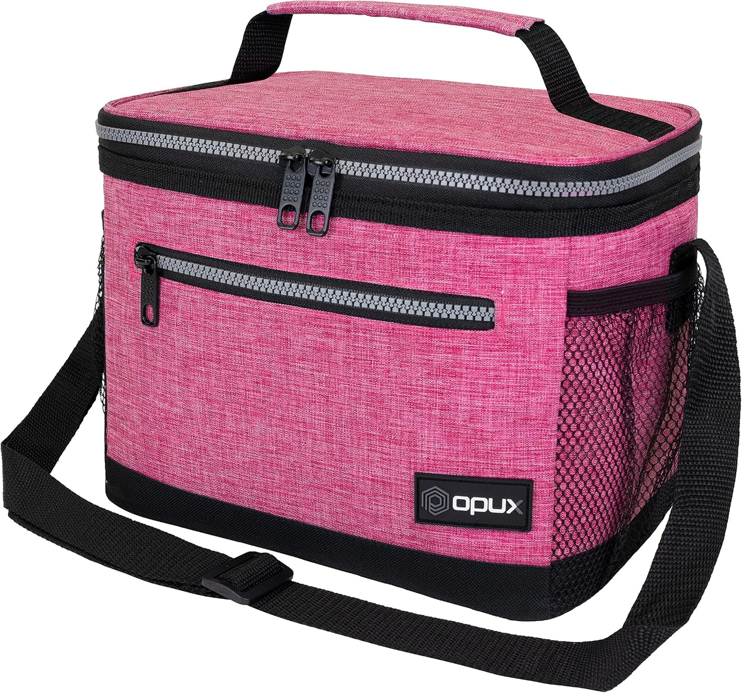 opux Insulated Lunch Box Men Women, Lunch Bag for Work School, Leakproof Soft Cooler Tote Adult, Large Lunch Pail Kids Boys Girls, Picnic Beach Food Bag with Shoulder Strap, Purple Floral