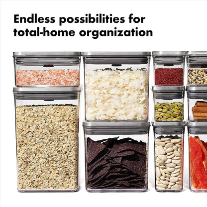 OXO Steel POP Container Big Medium Square - 4.4 Qt for Flour, Sugar and More,Grey
