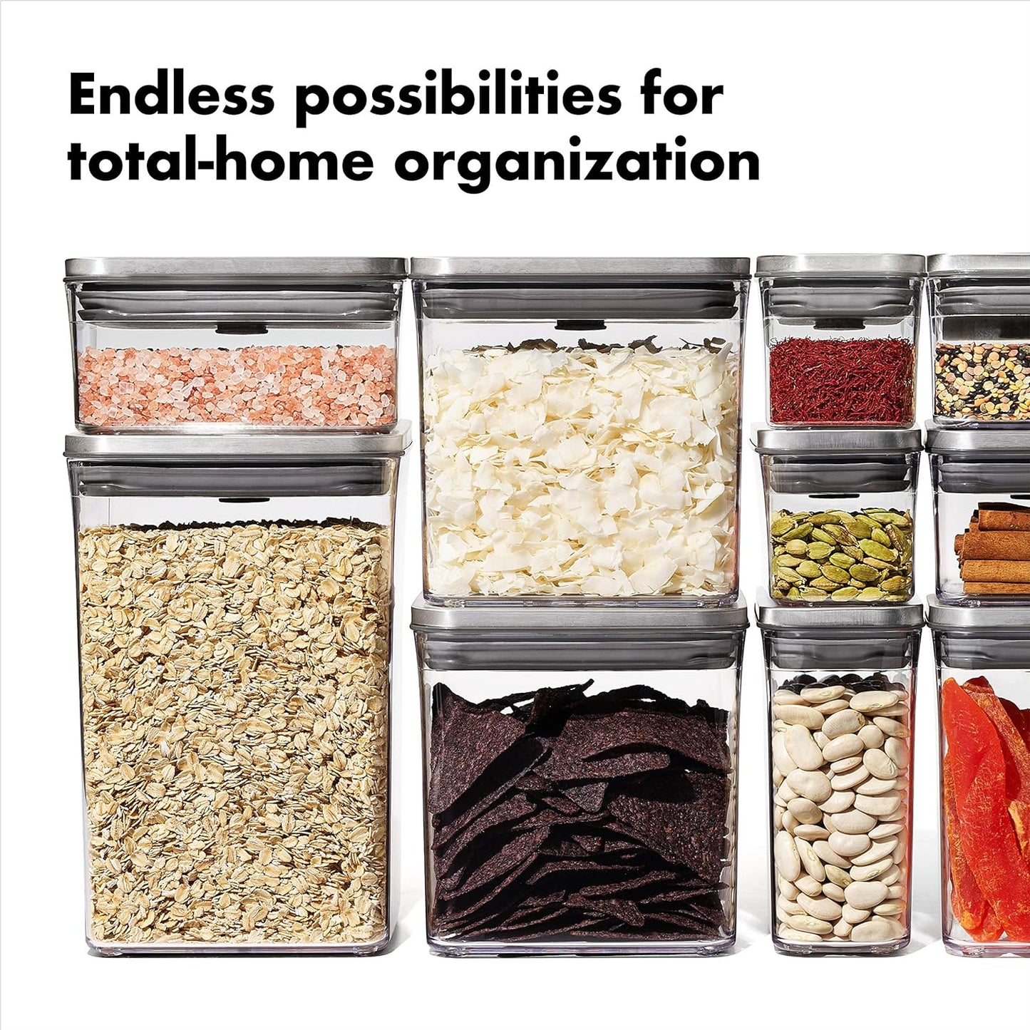 OXO Steel POP Container Big Medium Square - 4.4 Qt for Flour, Sugar and More,Grey