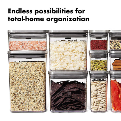 OXO Steel POP Container Big Medium Square - 4.4 Qt for Flour, Sugar and More,Grey