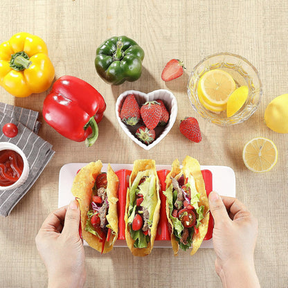 6PCS Taco Holder Stands with Unique Island Pattern, Colorful Premium Large Taco Holders Set of 6, Taco Stands for 3 Tacos, Street Taco Rack, PP Material, Dishwasher & Microwave Safe, Taco Tuesday