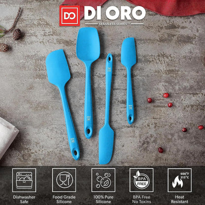 DI ORO Silicone Spatula Set - Rubber Kitchen Spatulas for Baking, Cooking, & Mixing - 600°F Heat-Resistant & BPA Free Silicone Scraper Spatulas for Nonstick Cookware - Dishwasher Safe (4pc, Black)