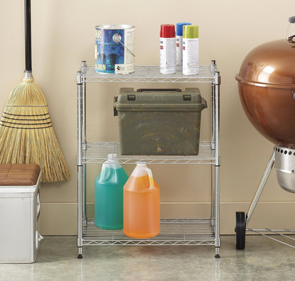 Whitmor 2-Wire Shelving Unit, Metal Storage Shelves, Stacking Shelf with Basket, Easy Assembly Home Organizer for Pantry, Kitchen, Garage, Plant