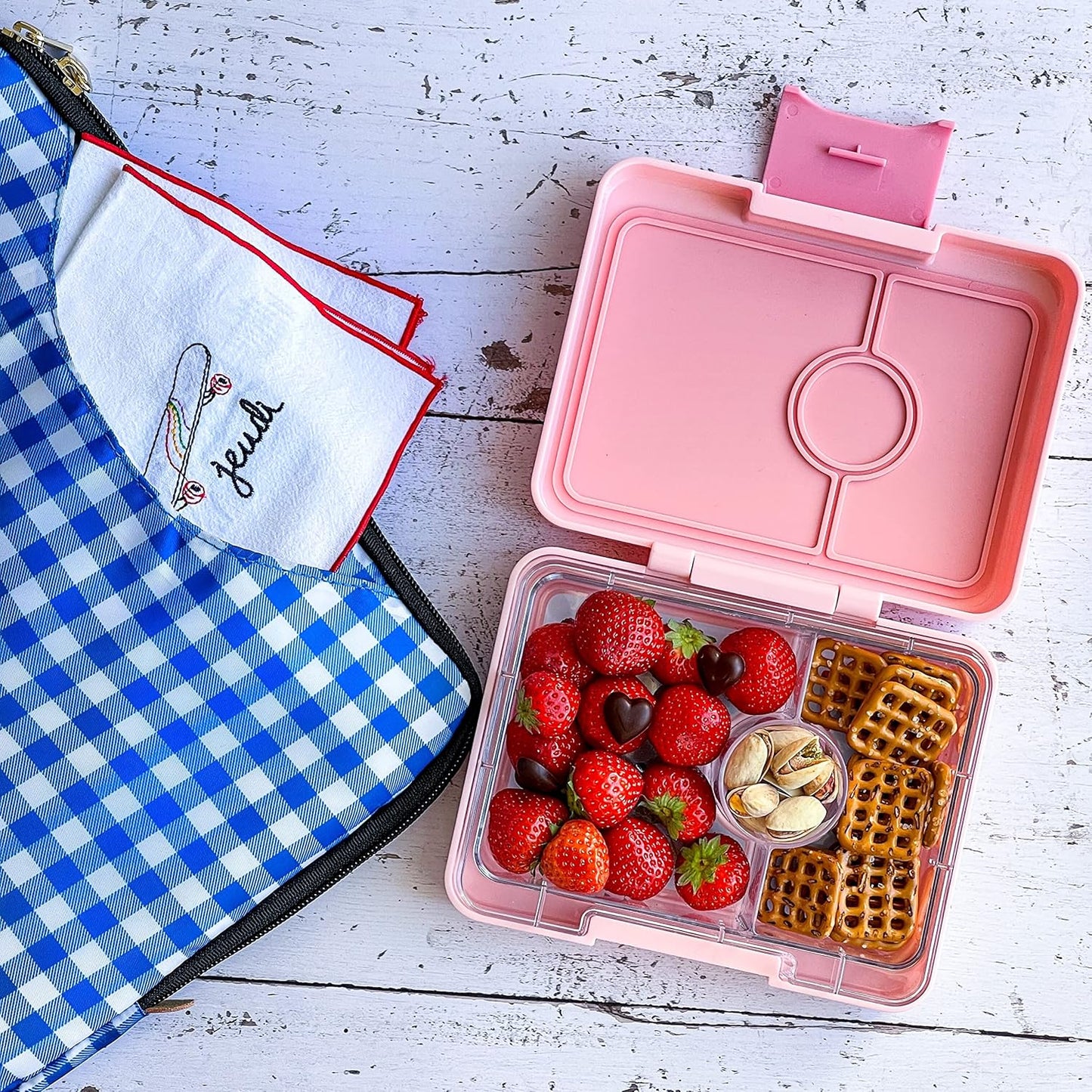 Yumbox Snack Box, 3 Compartments, Leakproof, Glitter Blue | Built-In Dip Well | Removable Compartment Tray | Easy-Open Single Latch | Lightweight & Compact | Perfect for Snacks & Sides